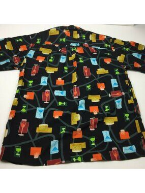 M.E. Sport Cocktail Mixed Drinks Martini Wine Rayon Men's Hawaiian Shirt Med M